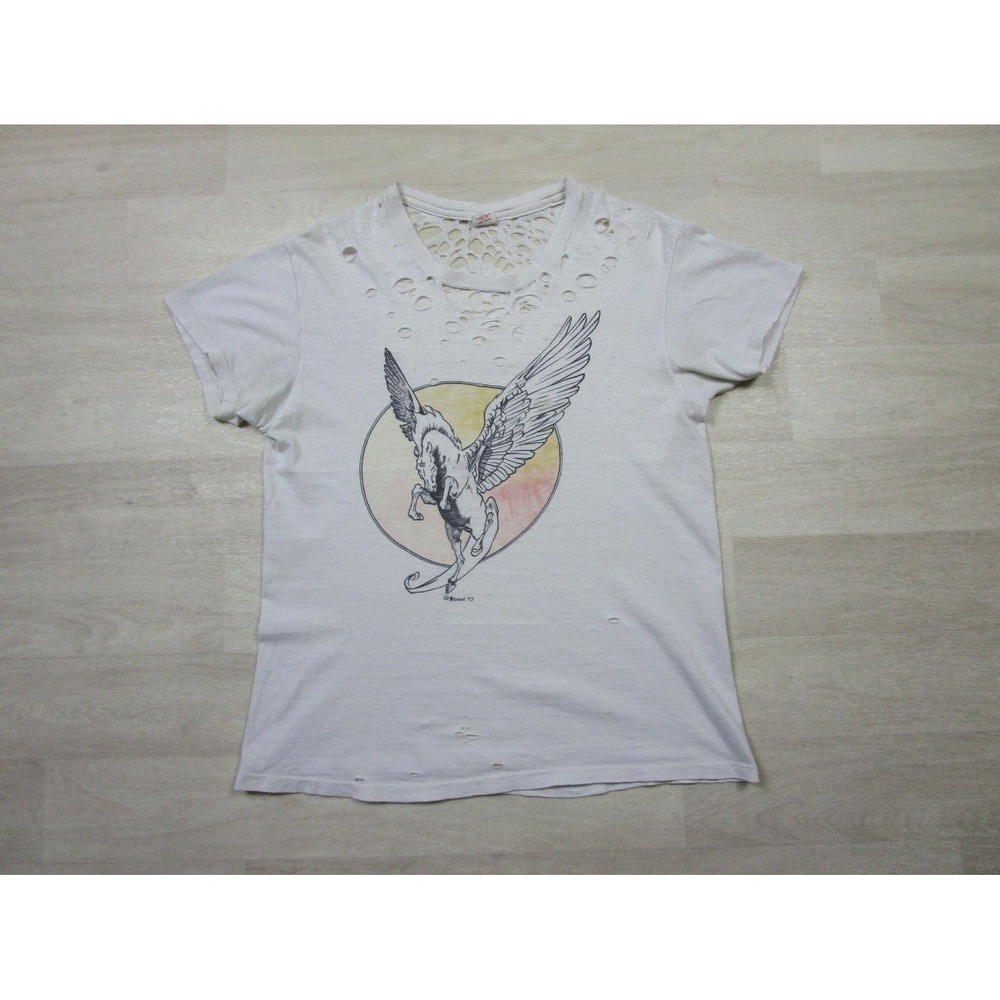 Vintage 1970's Art T Shirt (M) William Stout Comic Fantasy Pegasus Horse 1973